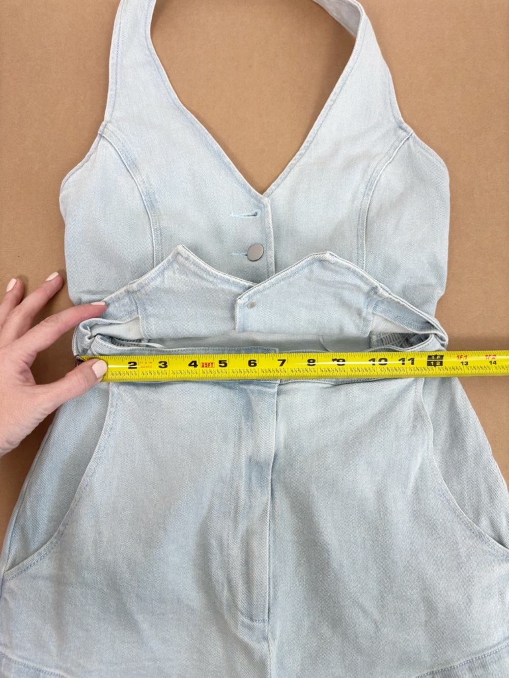 Amanda Uprichard Kelso Romper in Iceberg Denim Size S - Picture 12 of 13